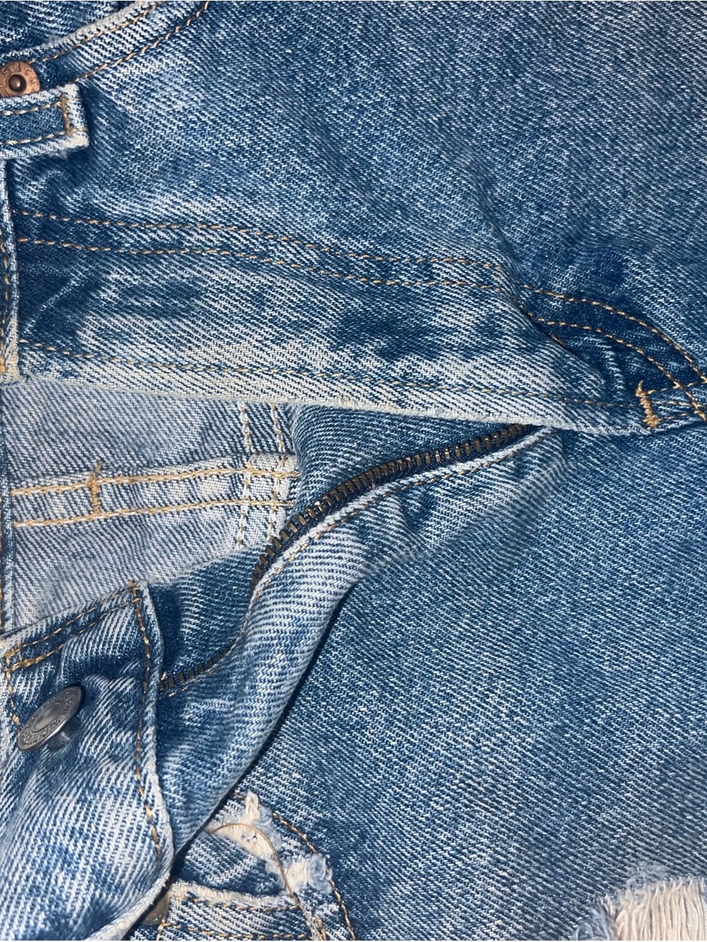 Levi's Blue Distressed Denim Cutoff Shorts - Picture 3 of 4